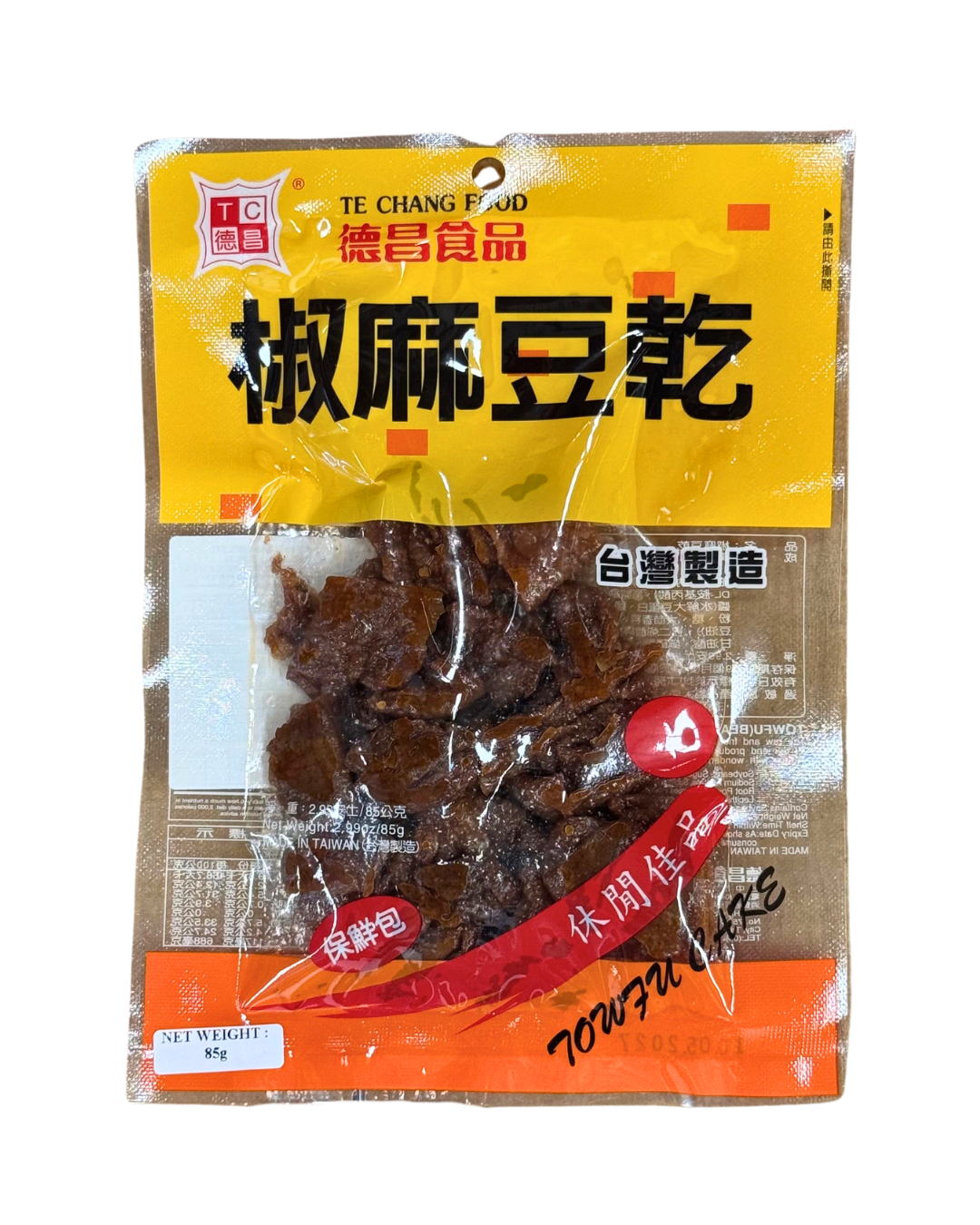 TC Dried Bean Curd - Spicy Pepper 德昌 椒麻豆乾 85g