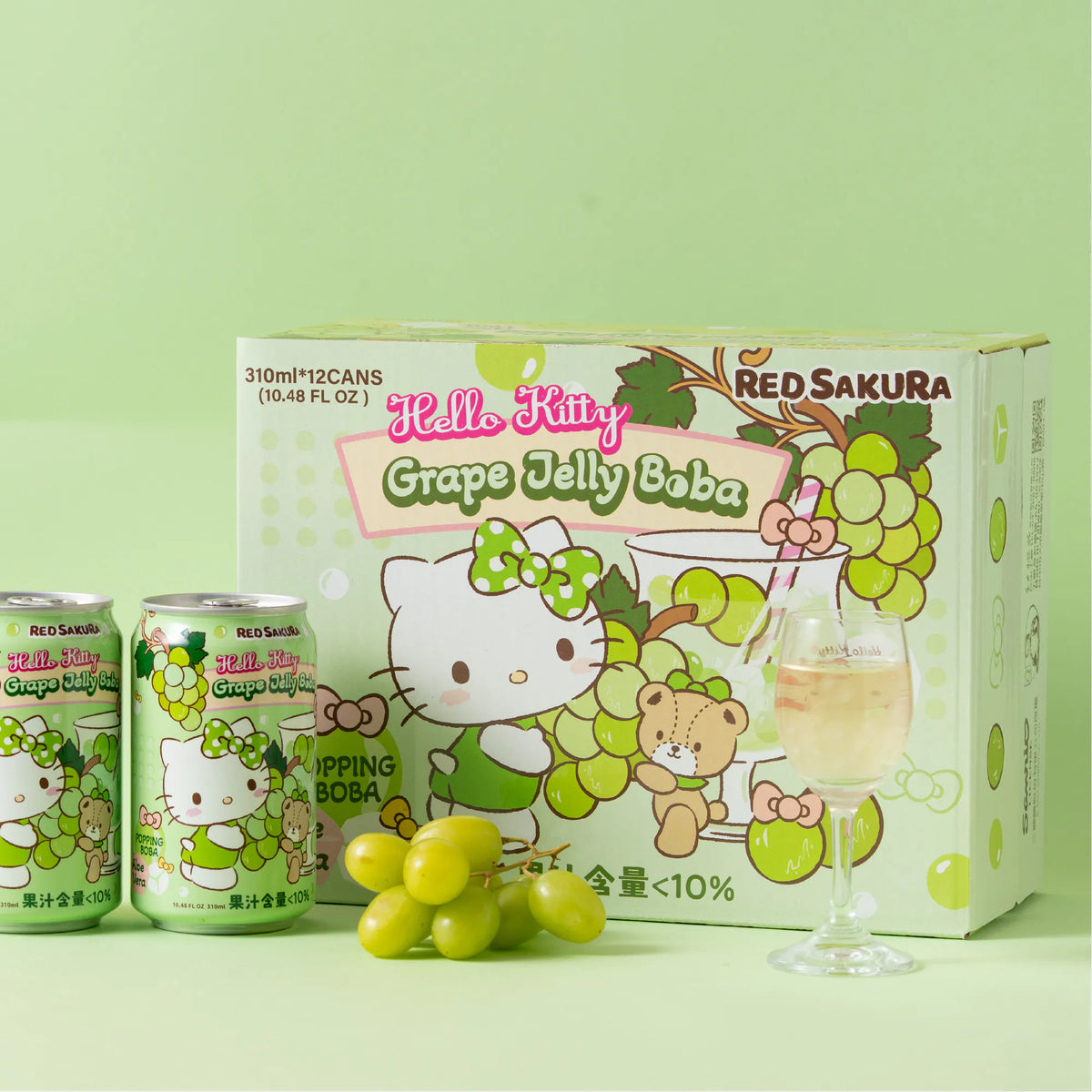 Hello Kitty - Grape Jelly Boba Soda 葡萄蒟蒻波霸氣泡飲 310ml