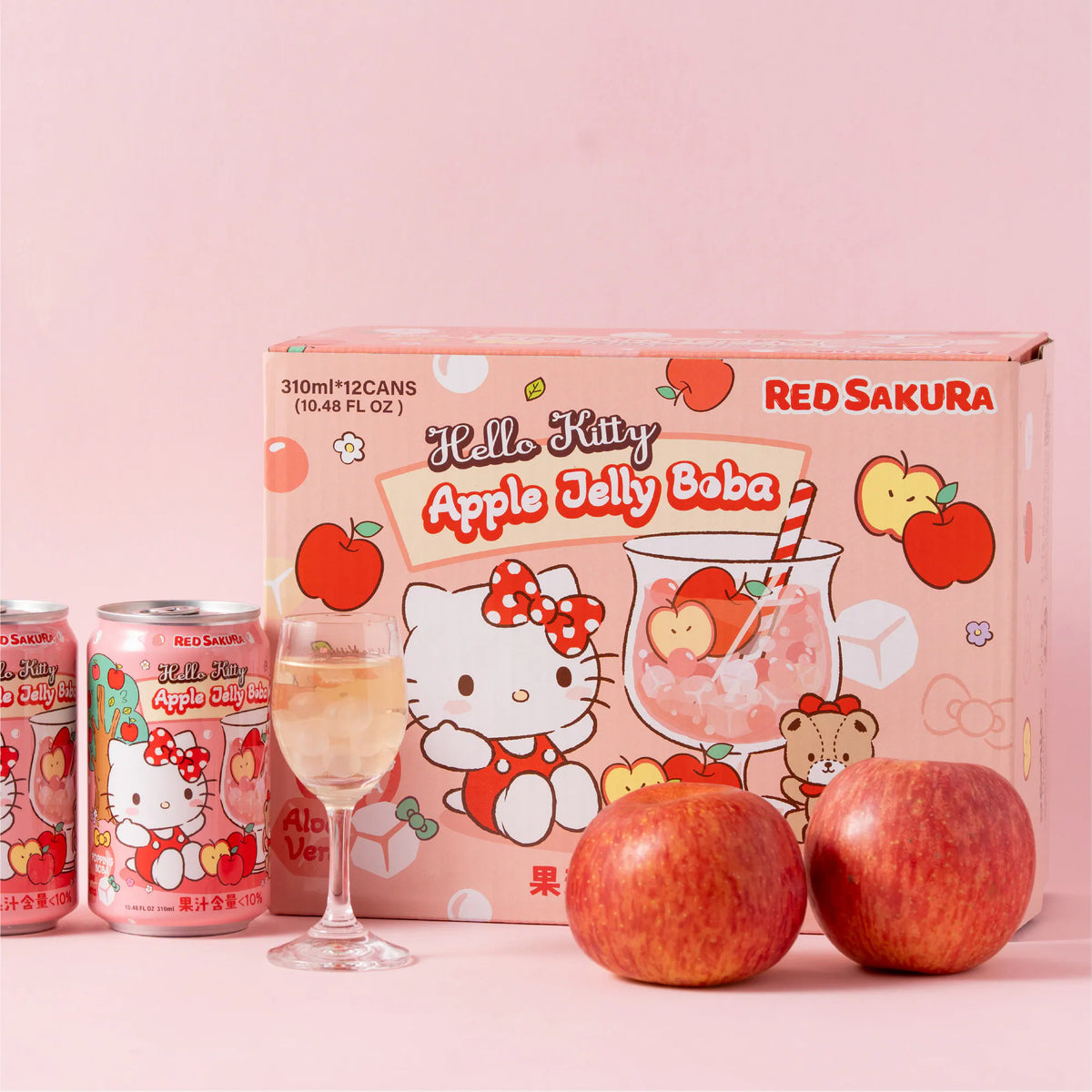 Hello Kitty - Apple Jelly Boba Soda 蘋果蒟蒻波霸氣泡飲 310ml